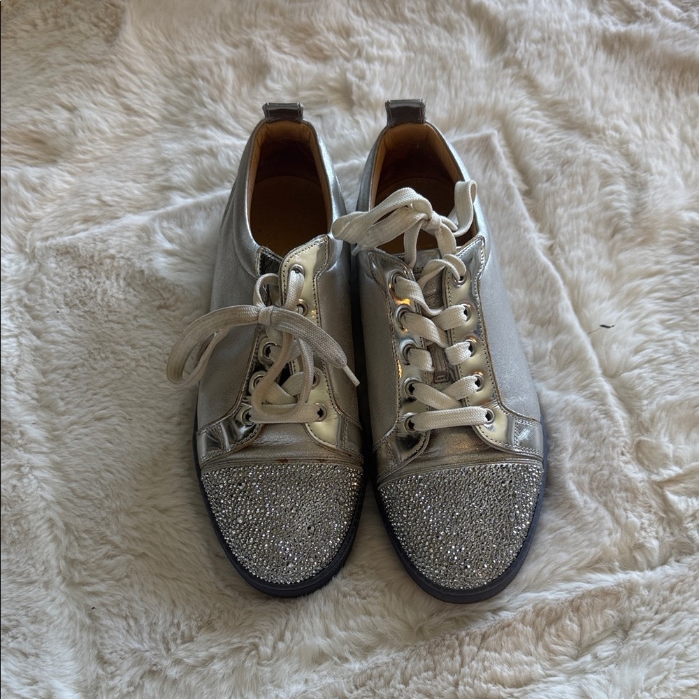Christian Louboutin Silver Sparkle Sneakers